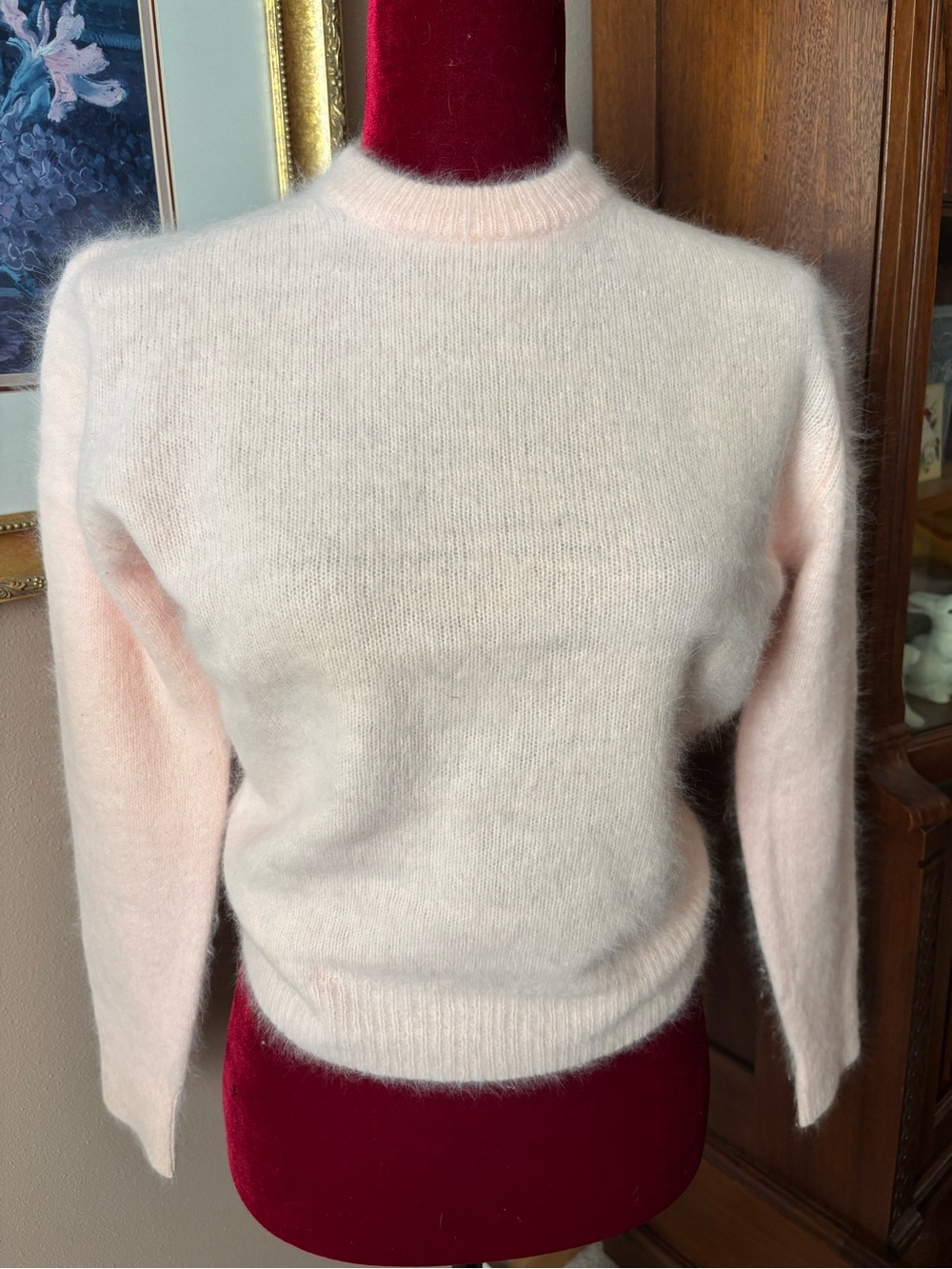 VTG Baby Pink Lambswool Angora Crewneck Sweater Medium
